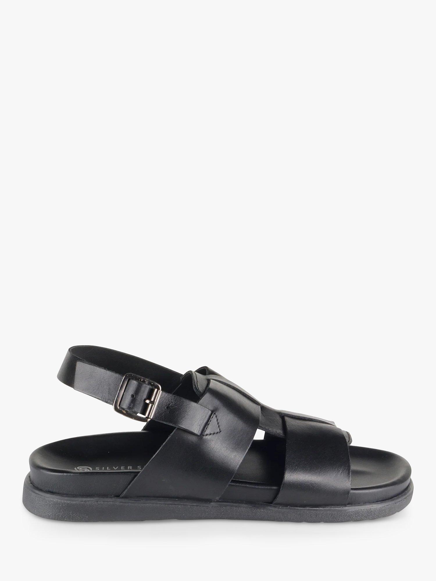 Silver Street London Tuscon Leather Sandals, Black, 7