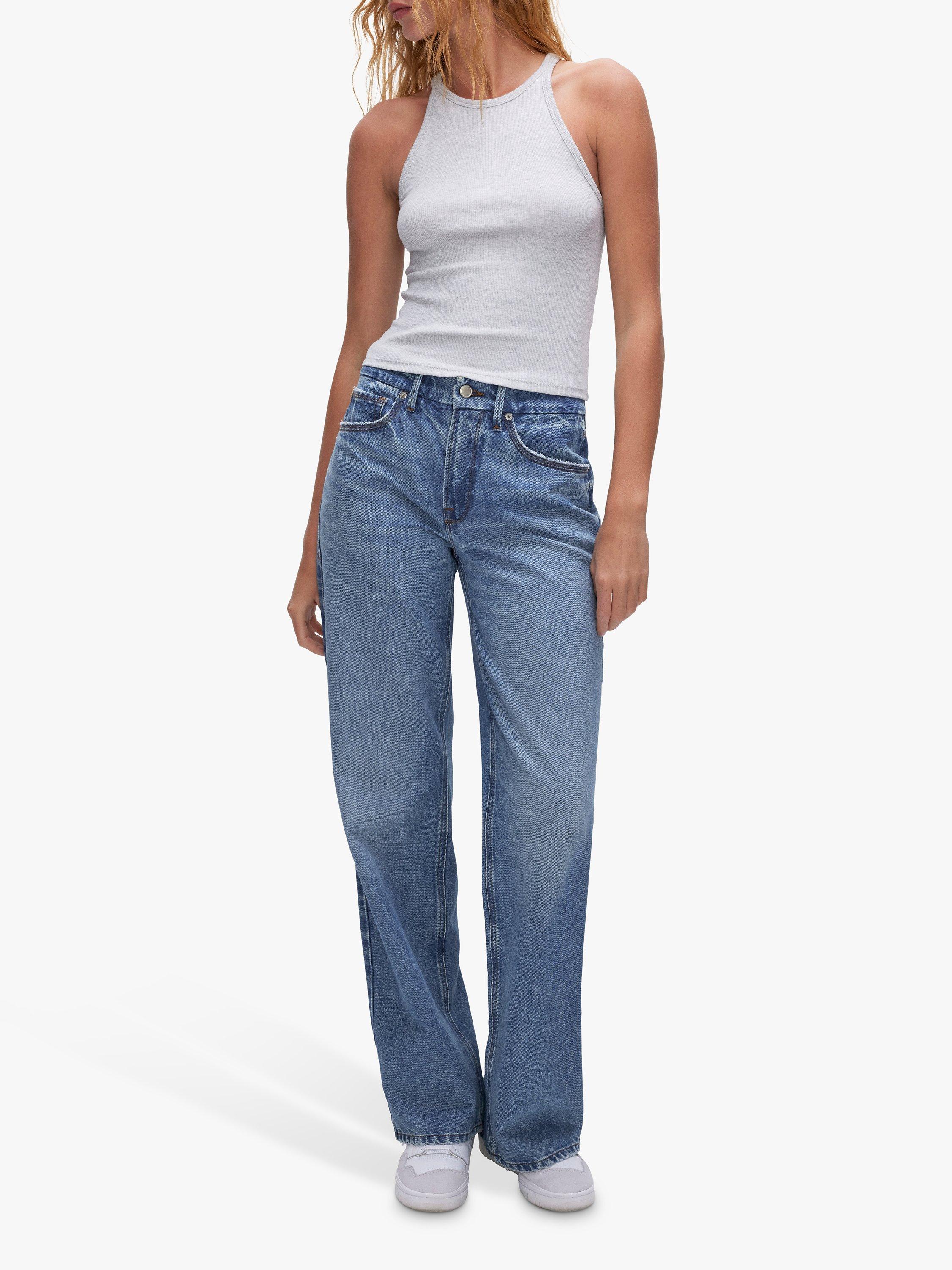 Good American Good 90s Split Back Hem Jeans, Indigo 464
