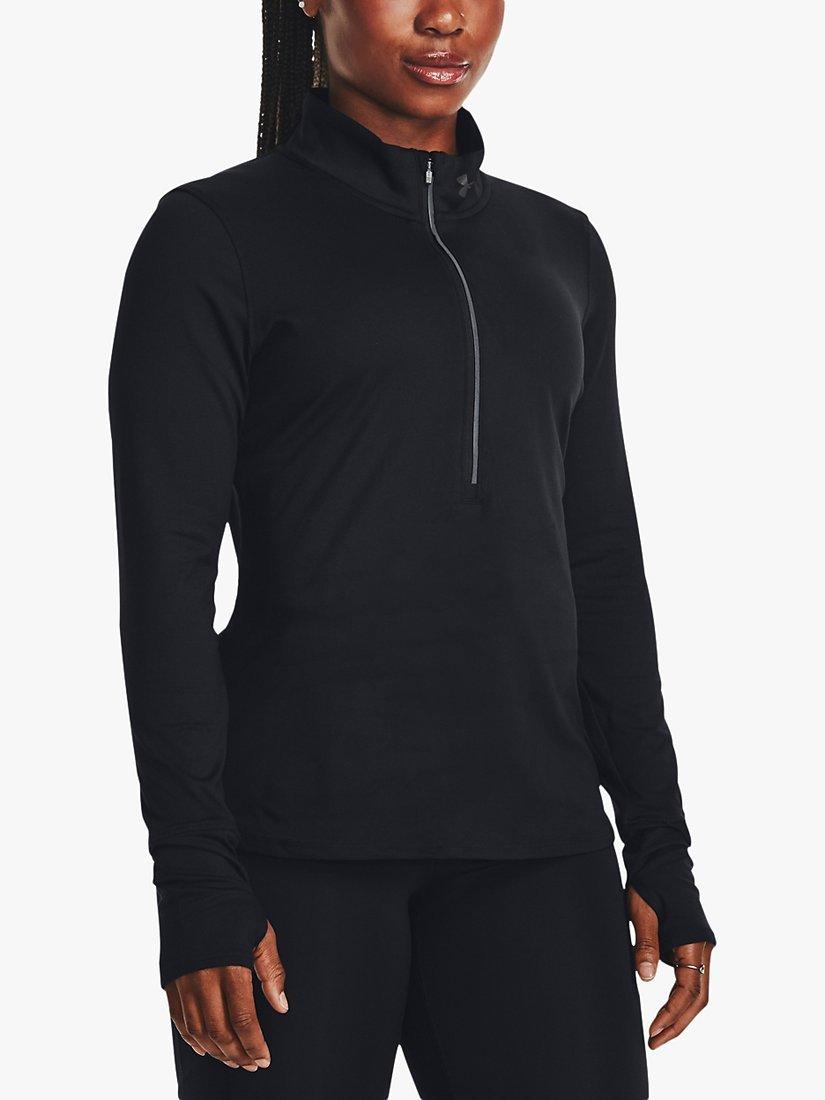 Product image 1 of 8, which shows Under Armour Qualifier Run 1/2 Zip Long Sleeve Running Top, Black, XS