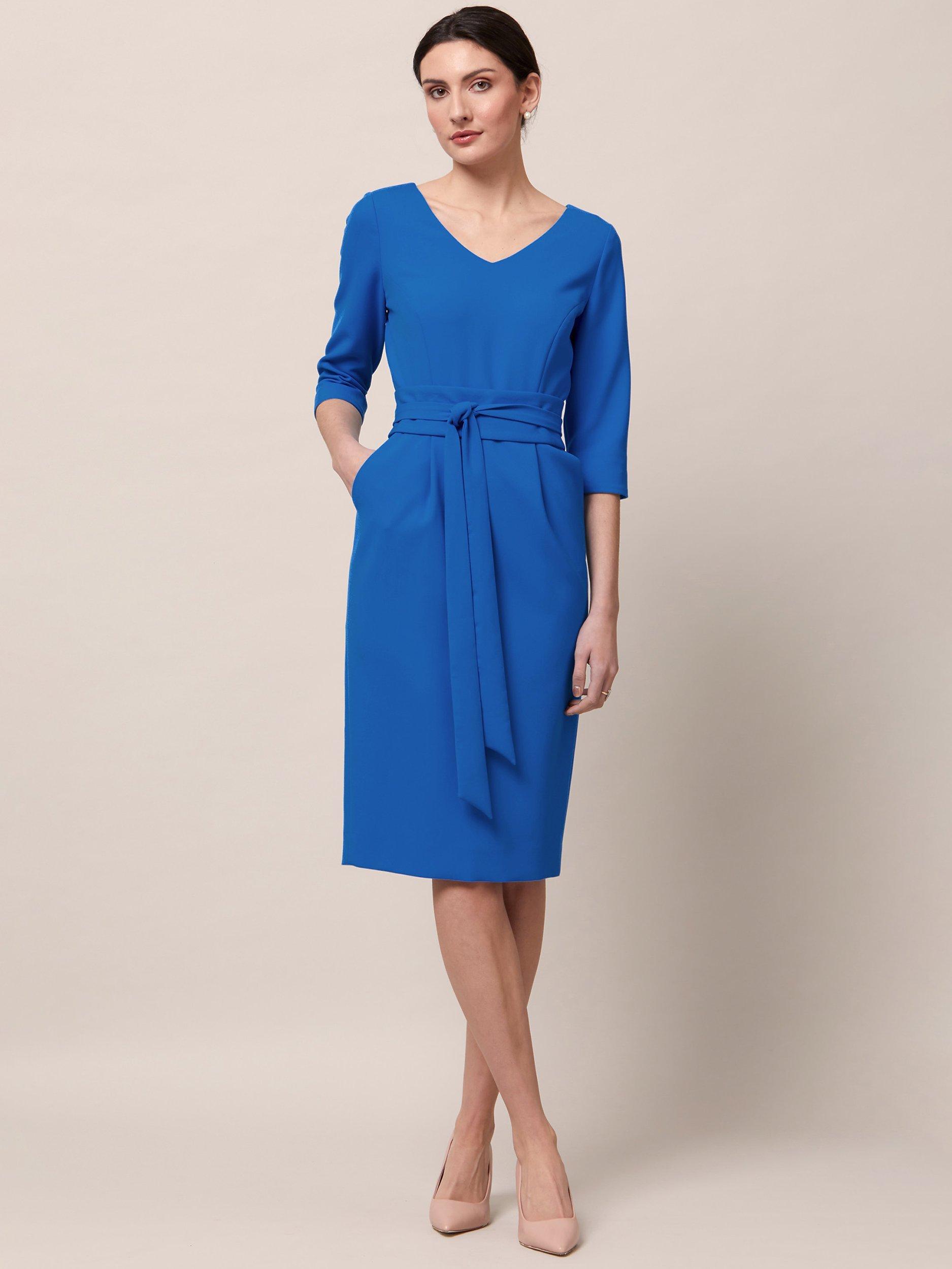 Helen McAlinden Obi Belt Pencil Dress Cerulean Blue