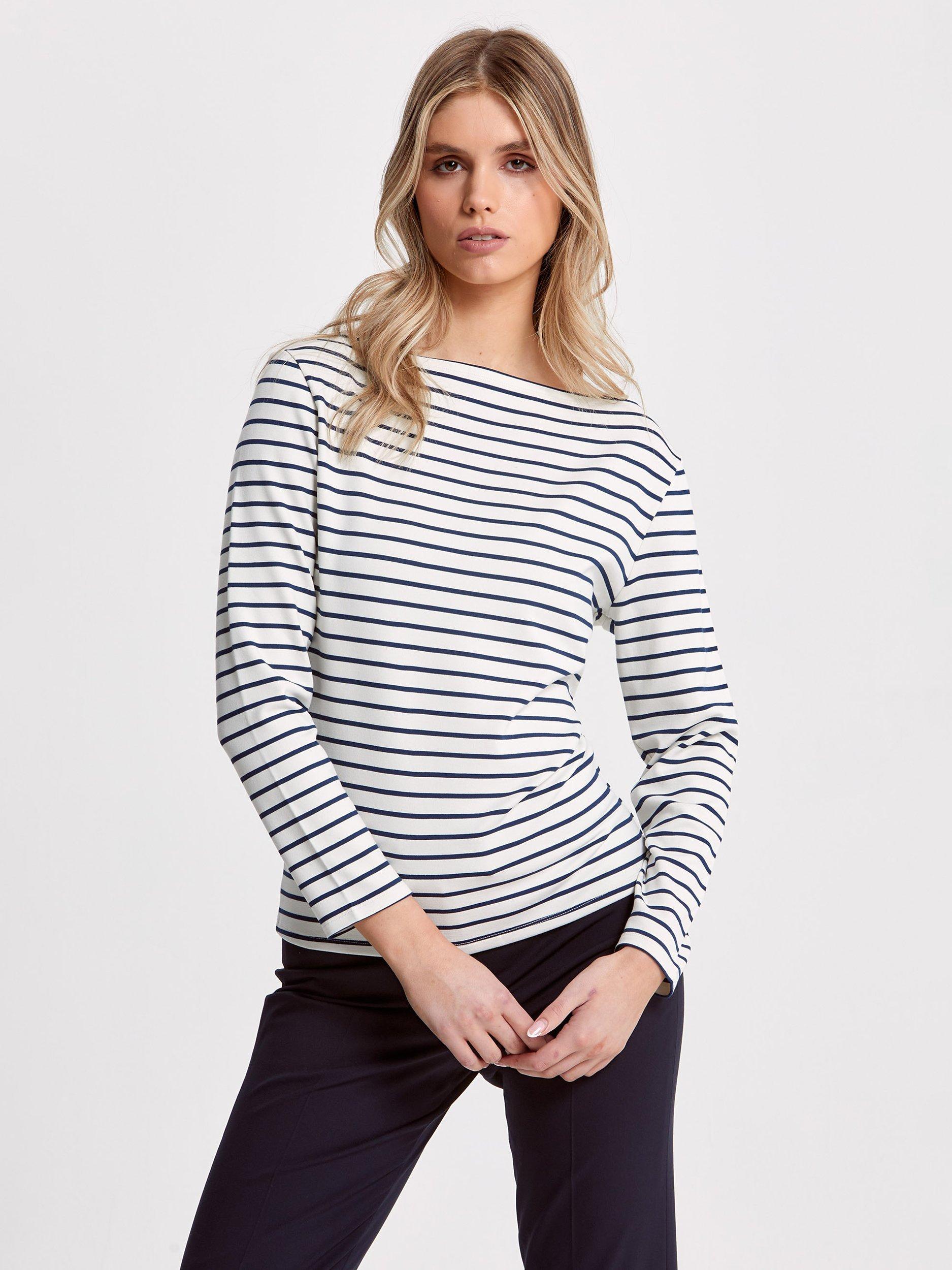 Helen McAlinden Teagan Stripe Top, White/Black