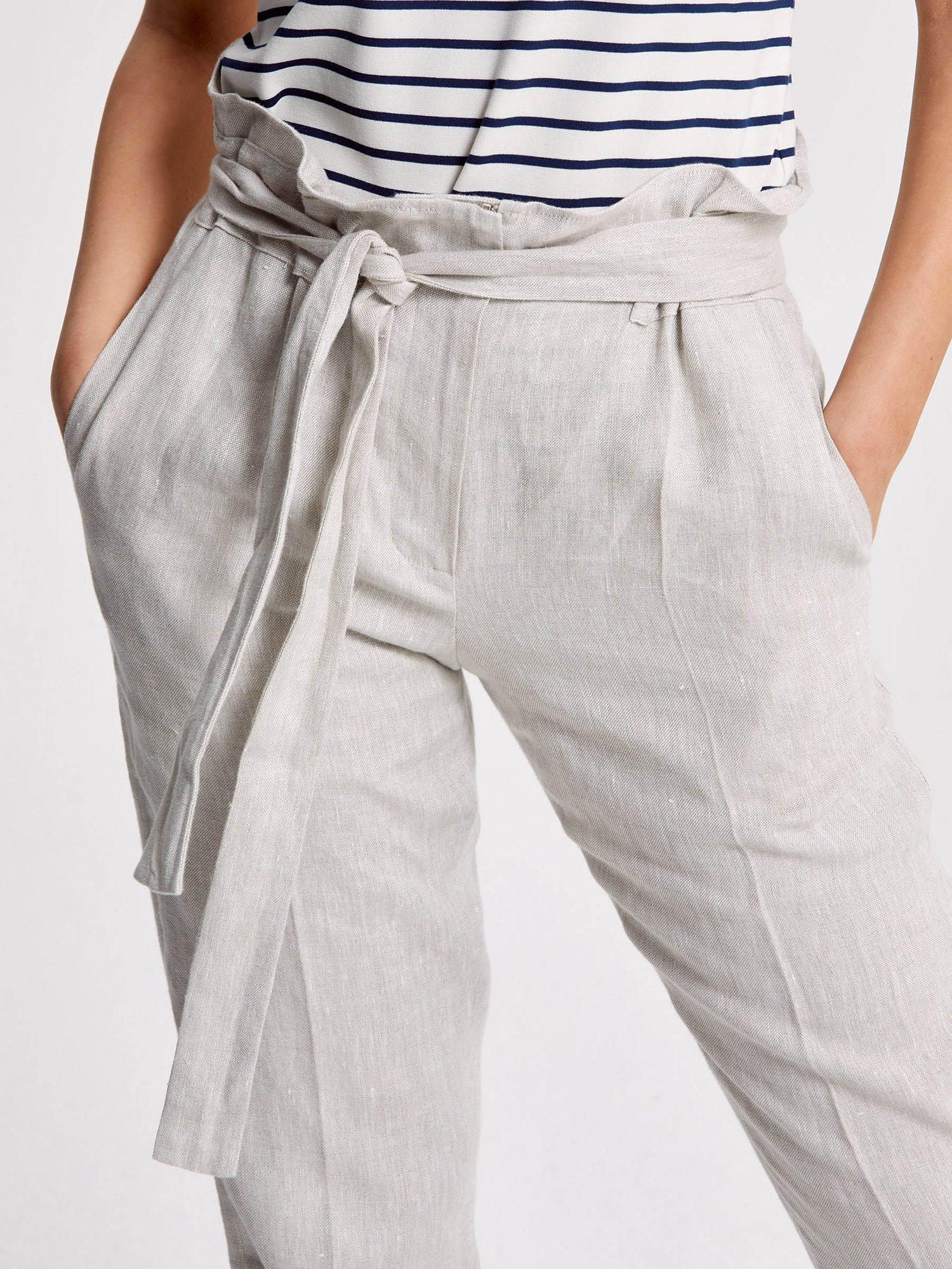 Helen McAlinden Brenda Plain Linen Trousers, Oatmeal, S