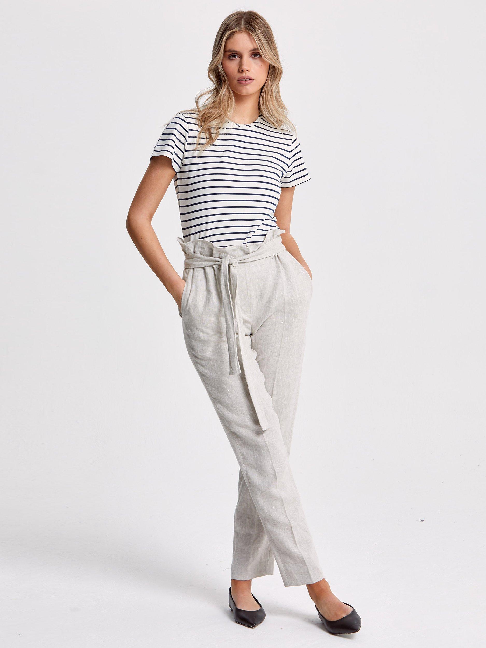 Helen McAlinden Brenda Plain Linen Trousers, Oatmeal, S