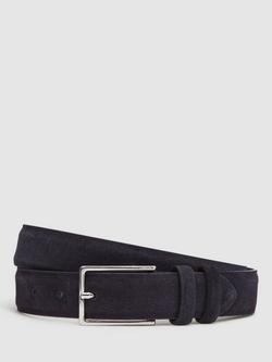 Reiss Dante Suede Leather Belt, Navy