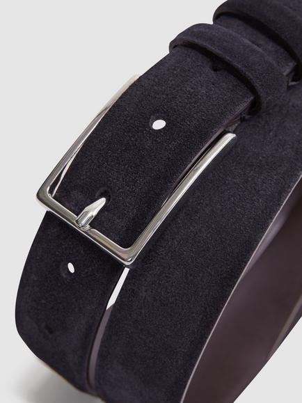 Reiss Dante Suede Leather Belt - view 2, Navy