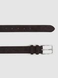 Reiss Dante Suede Leather Belt, Chocolate