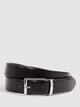 Reiss Ricky Leather Belt, Black/Dark Brown