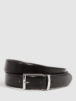 Reiss Ricky Leather Belt, Black/Dark Brown, Black/Dark Brown