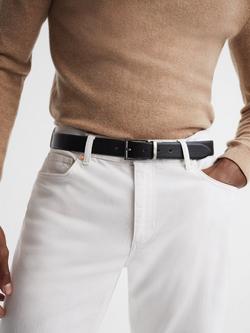 Reiss Ricky Leather Belt, Black/Dark Brown - view 2, Black/Dark Brown