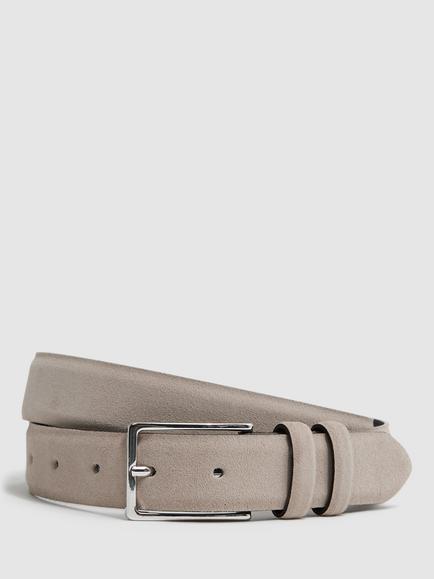 Reiss Dante Suede Leather Belt, Stone