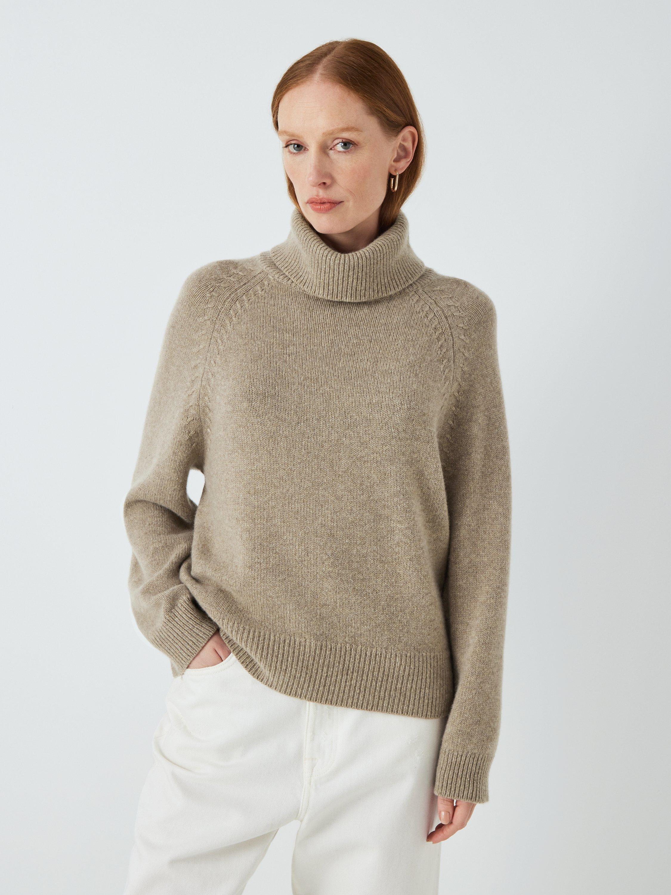 John Lewis Cashmere Lofty Roll Neck, Beige