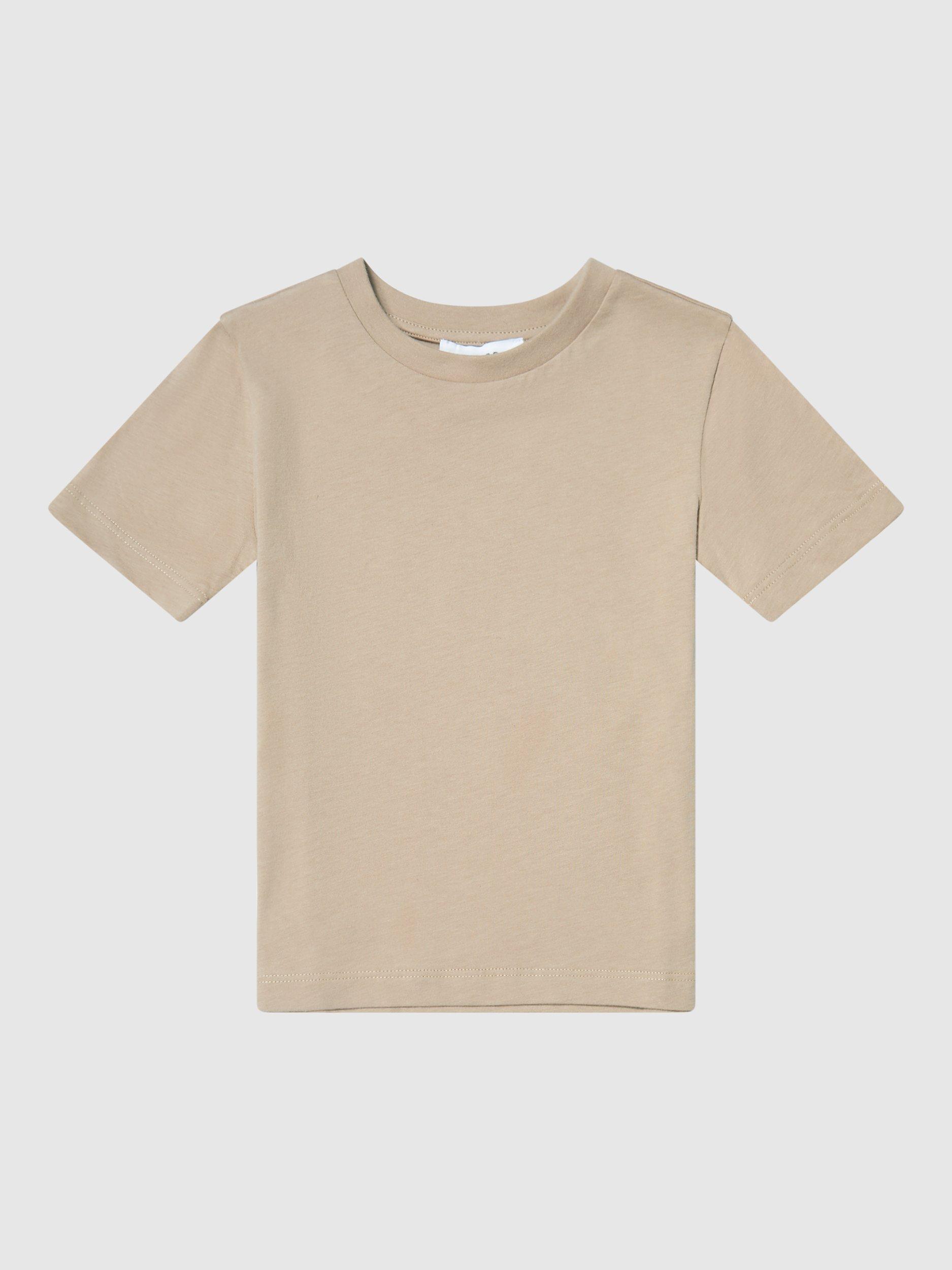 Product image 5 of 5, which shows Reiss Kids' Bless Crew Neck Cotton T-Shirt, Stone, 3-4 years