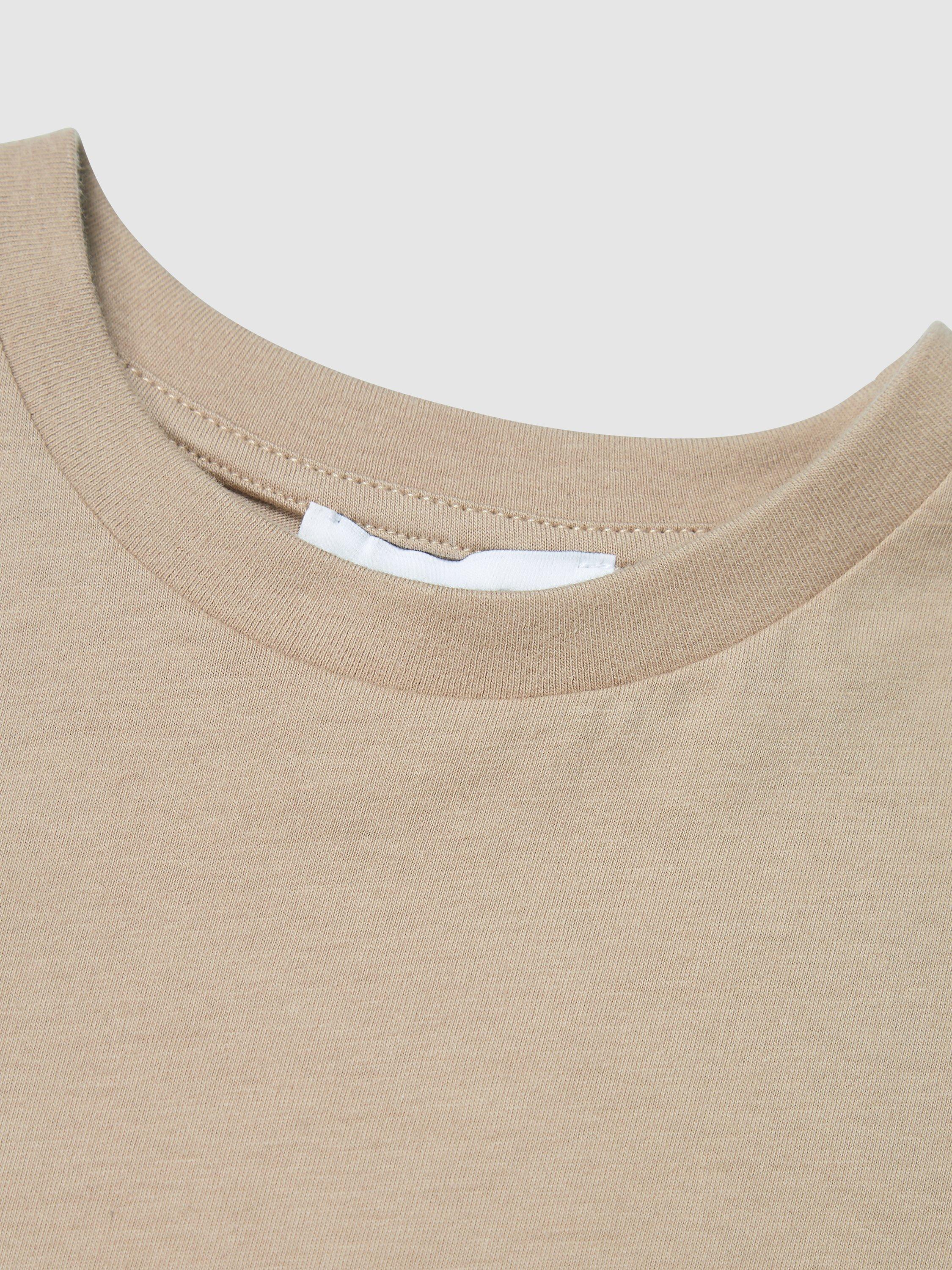Product image 4 of 5, which shows Reiss Kids' Bless Crew Neck Cotton T-Shirt, Stone, 3-4 years