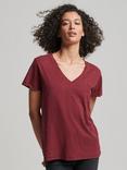 Superdry Slub Embroidered V-Neck T-Shirt, Deep Port