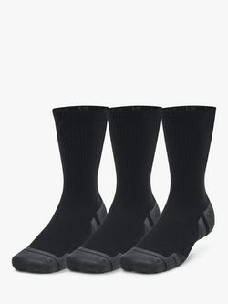 Under Armour Performance Tech Crew Socks, Pack of 3, Blacka/Jet Gray, Black/Jet Gray