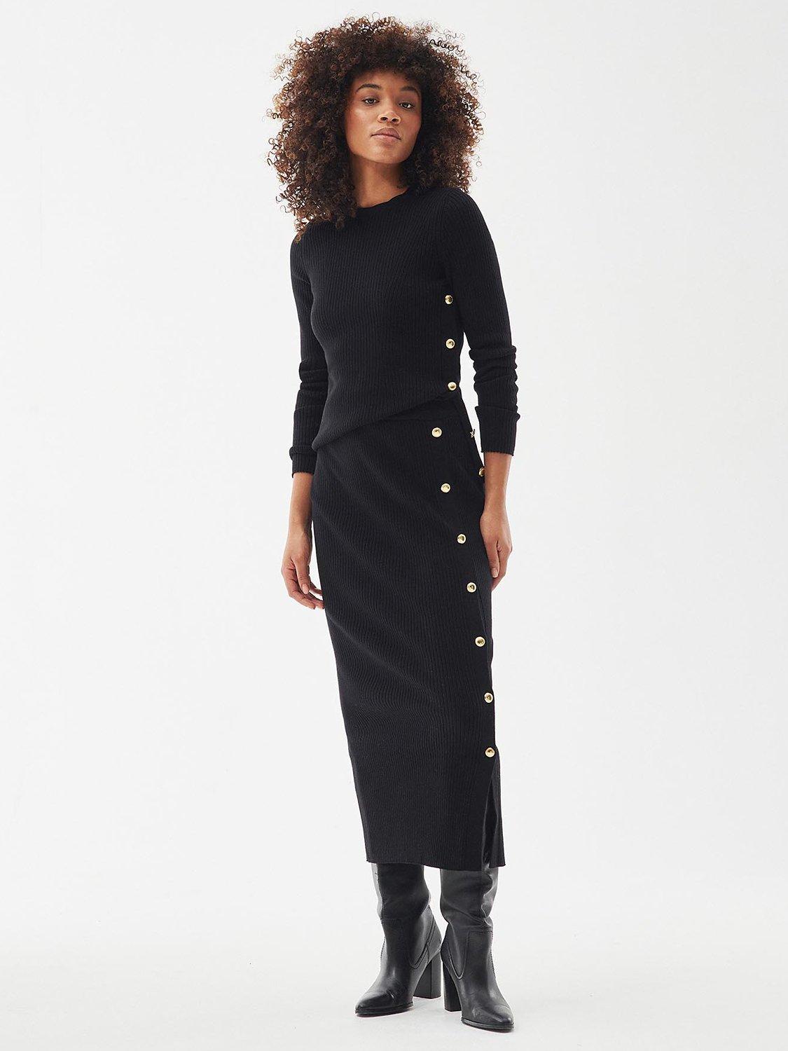 Barbour International Velocete Knit Midi Skirt, Black