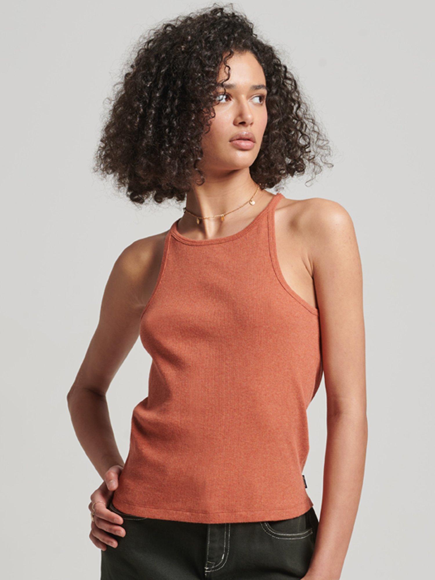 Superdry Racer Vest Top, Rust Orange