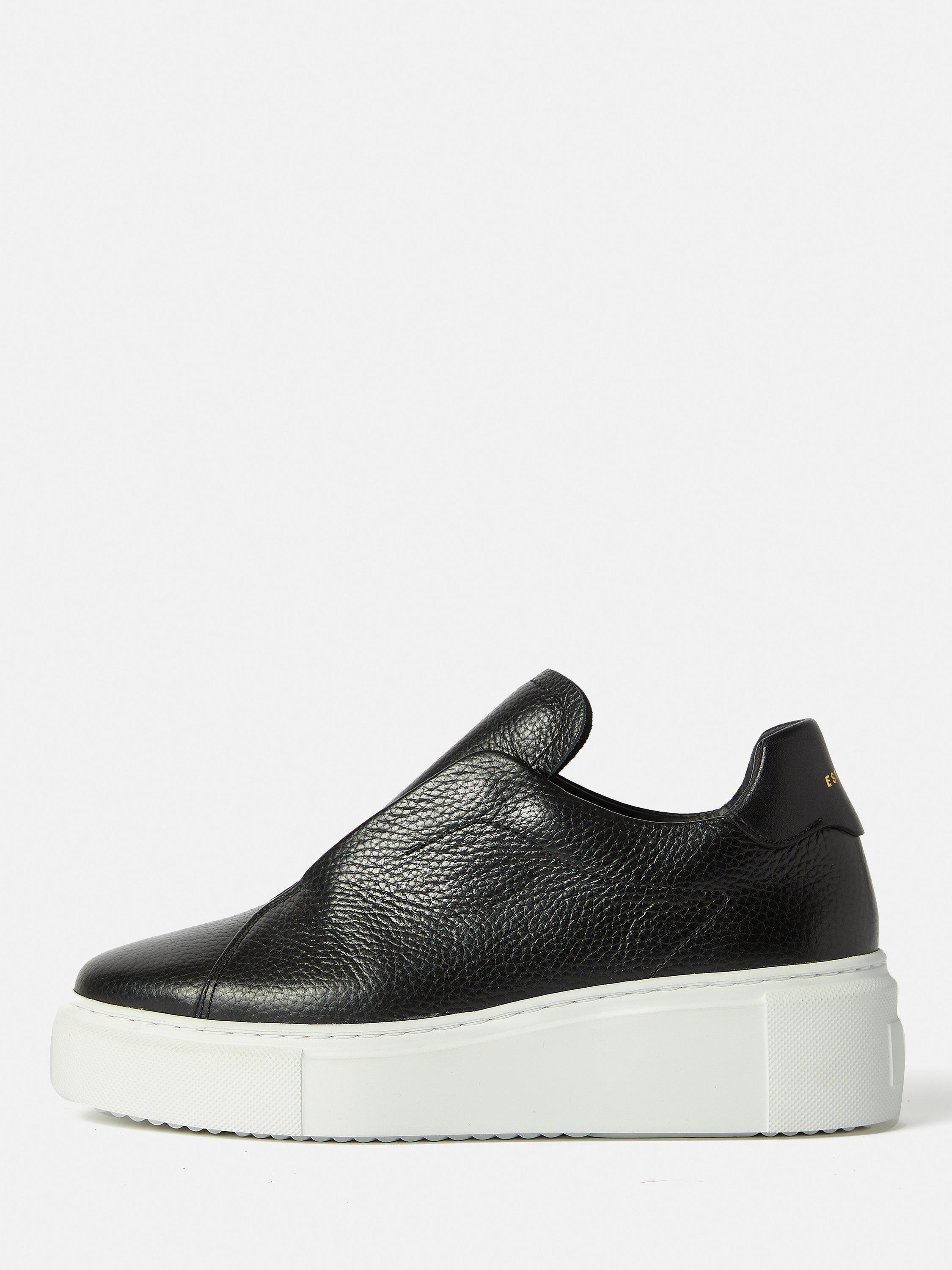 Jigsaw Hicote Leather Slip On Flatform Trainers, Black