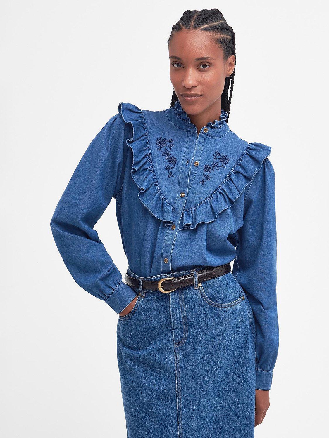 Barbour Tomorrow's Archive Gosford Denim Ruffle Shirt, Midwash Denim