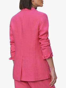 Pure Collection Longline Linen Blazer, Pink - view 2, Pink
