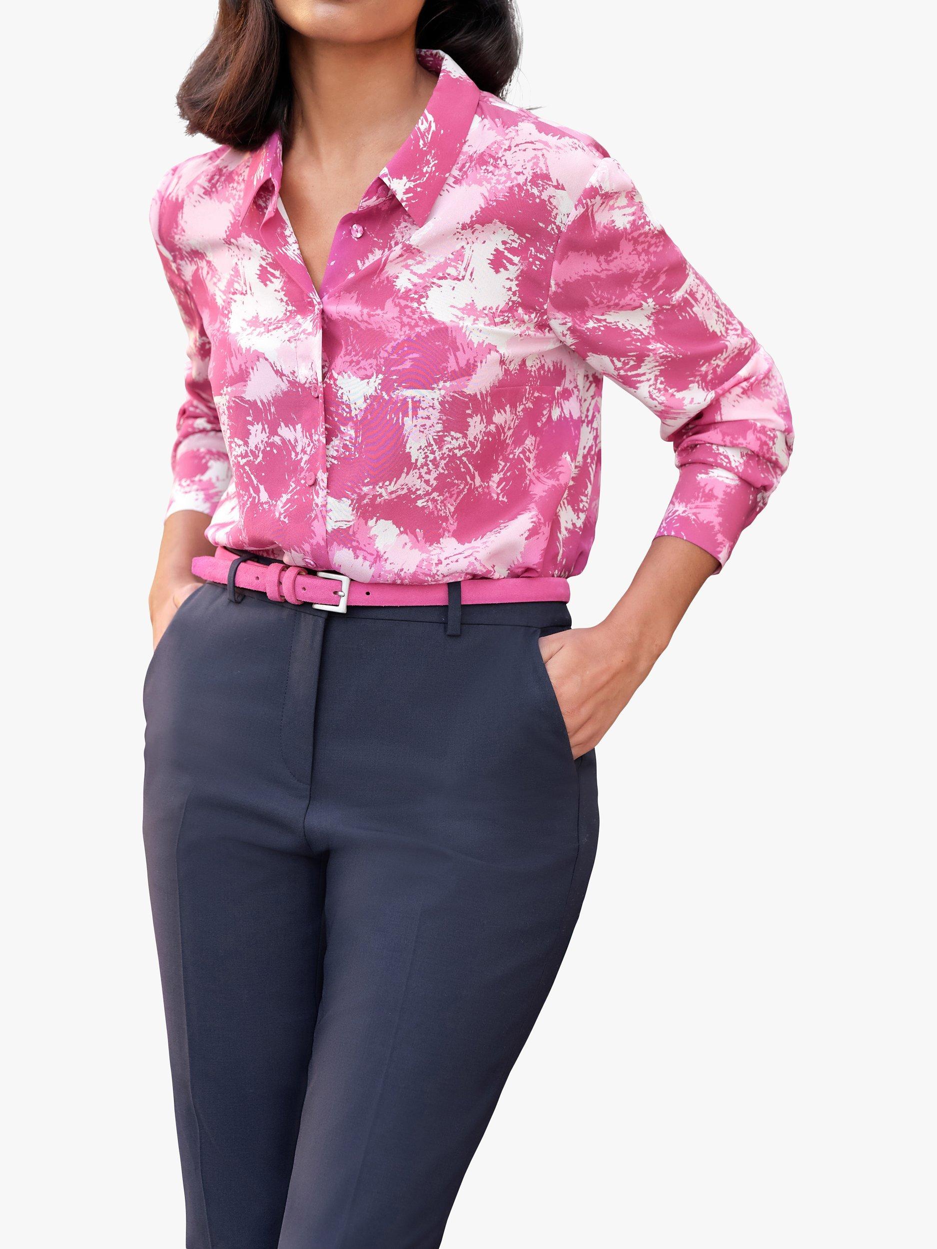 Product image 1 of 3, which shows Pure Collection Washed Pure Silk Shirt, Pink, 8
