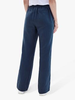 Pure Collection Laundered Linen Wide Leg Trouser - view 2, Navy