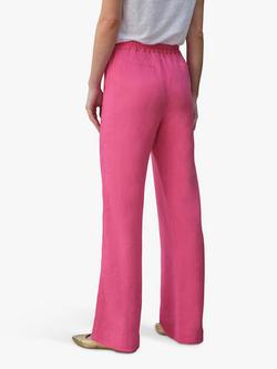 Pure Collection Laundered Linen Wide Leg Trouser - view 2, Lipstick Pink