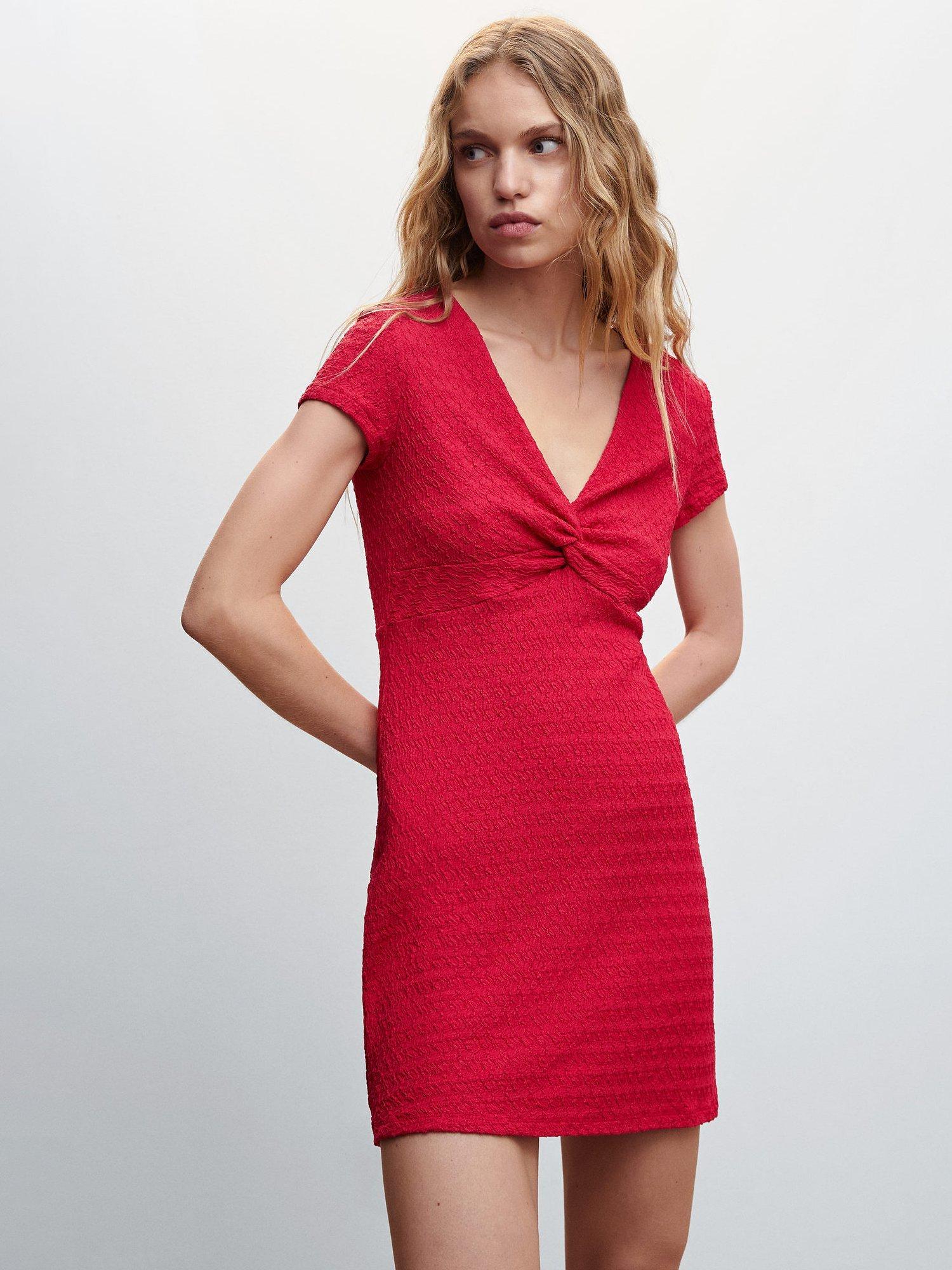 Mango Cuore Textured Mini Dress
