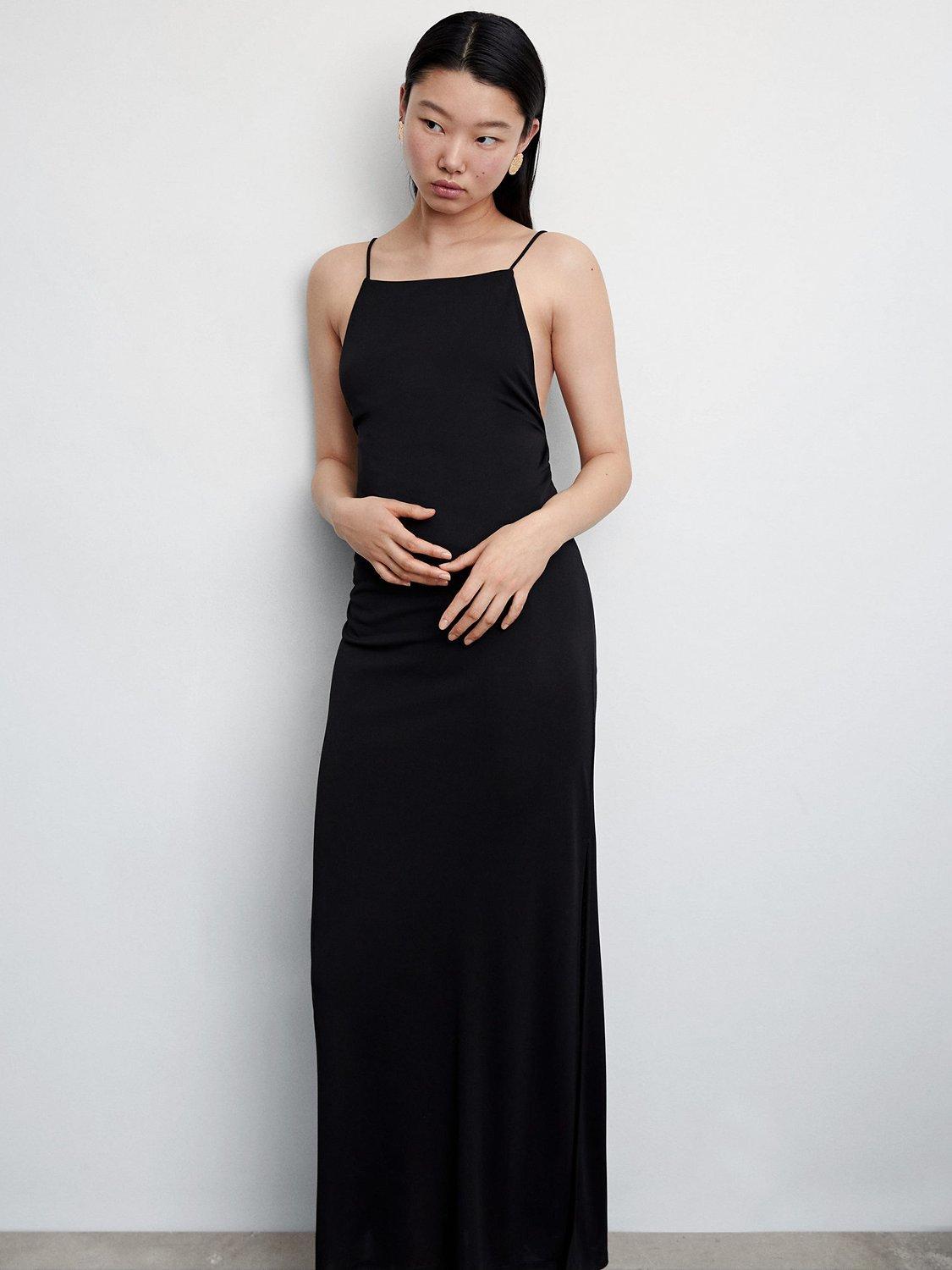 Mango Didier Tie Maxi Dress, Black