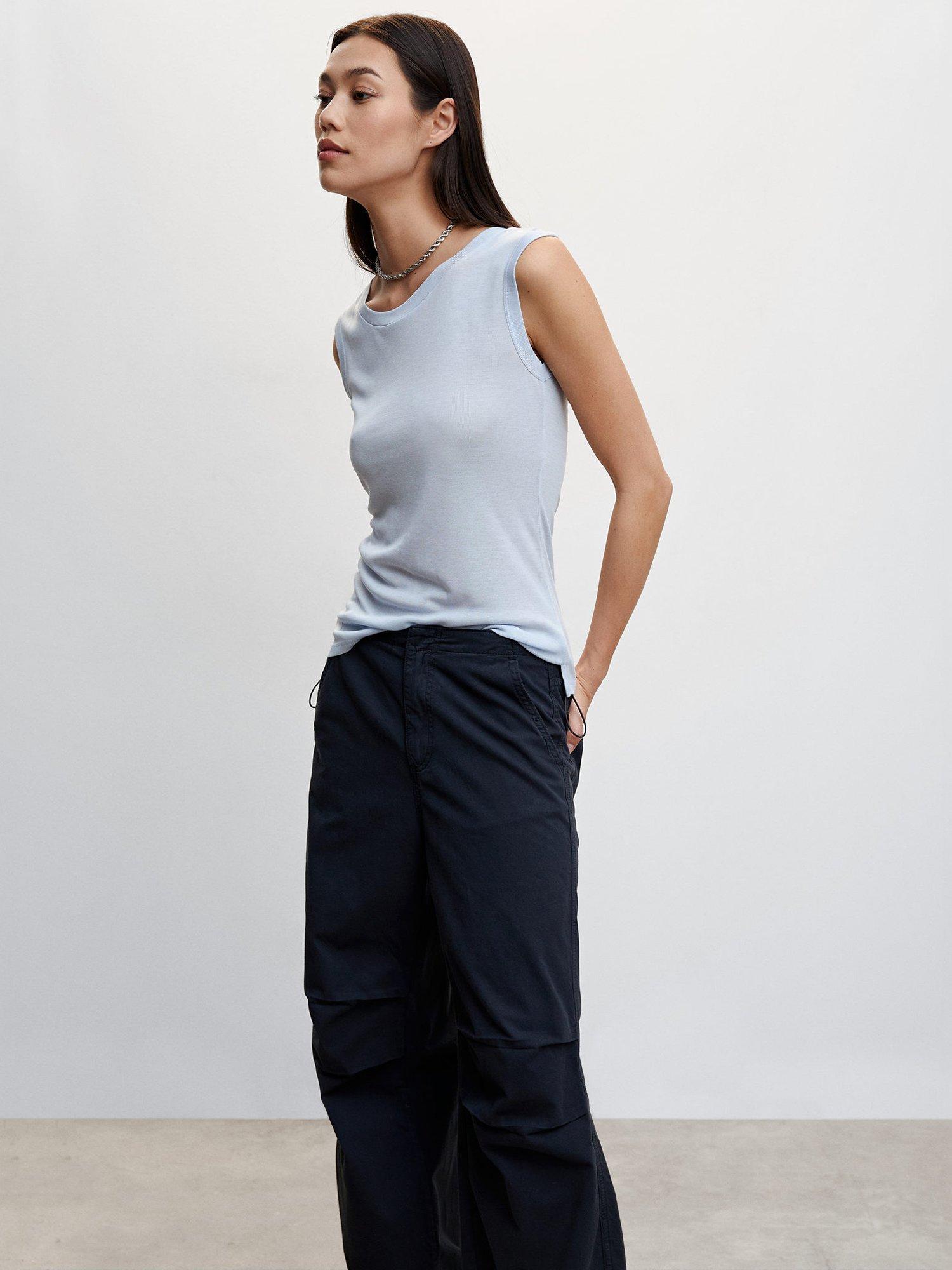 Mango Gloria Sleeveless T-Shirt, Pastel Blue