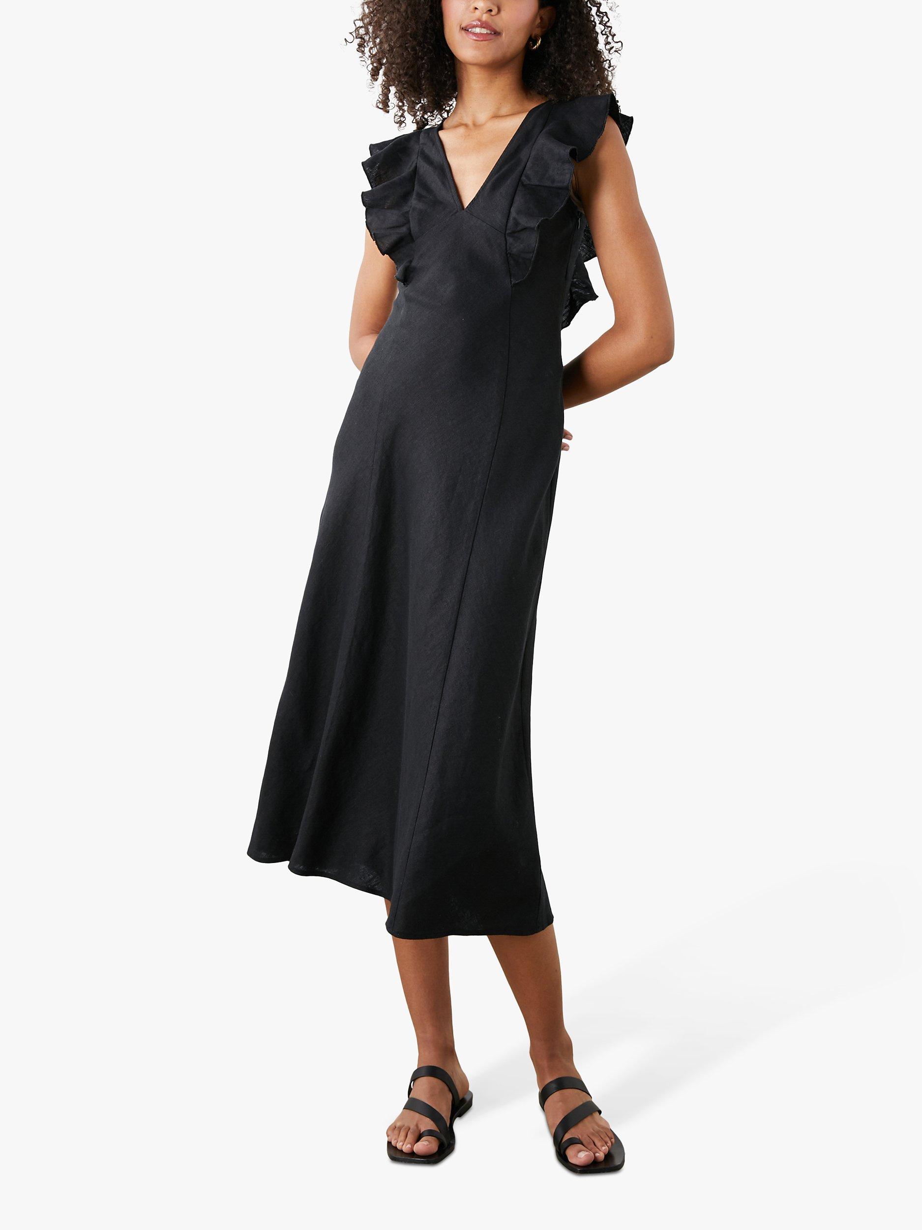 Rails Constance Plain Linen Midi Dress, Black