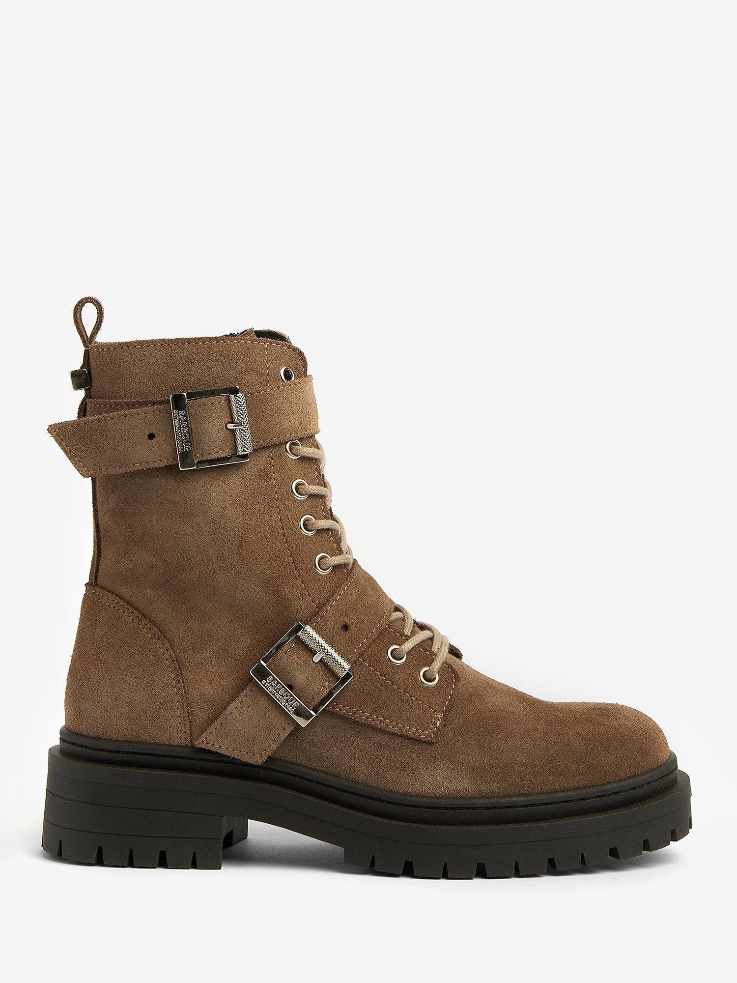 Barbour International Redgrave Suede Lace Up Ankle Boots, Oat