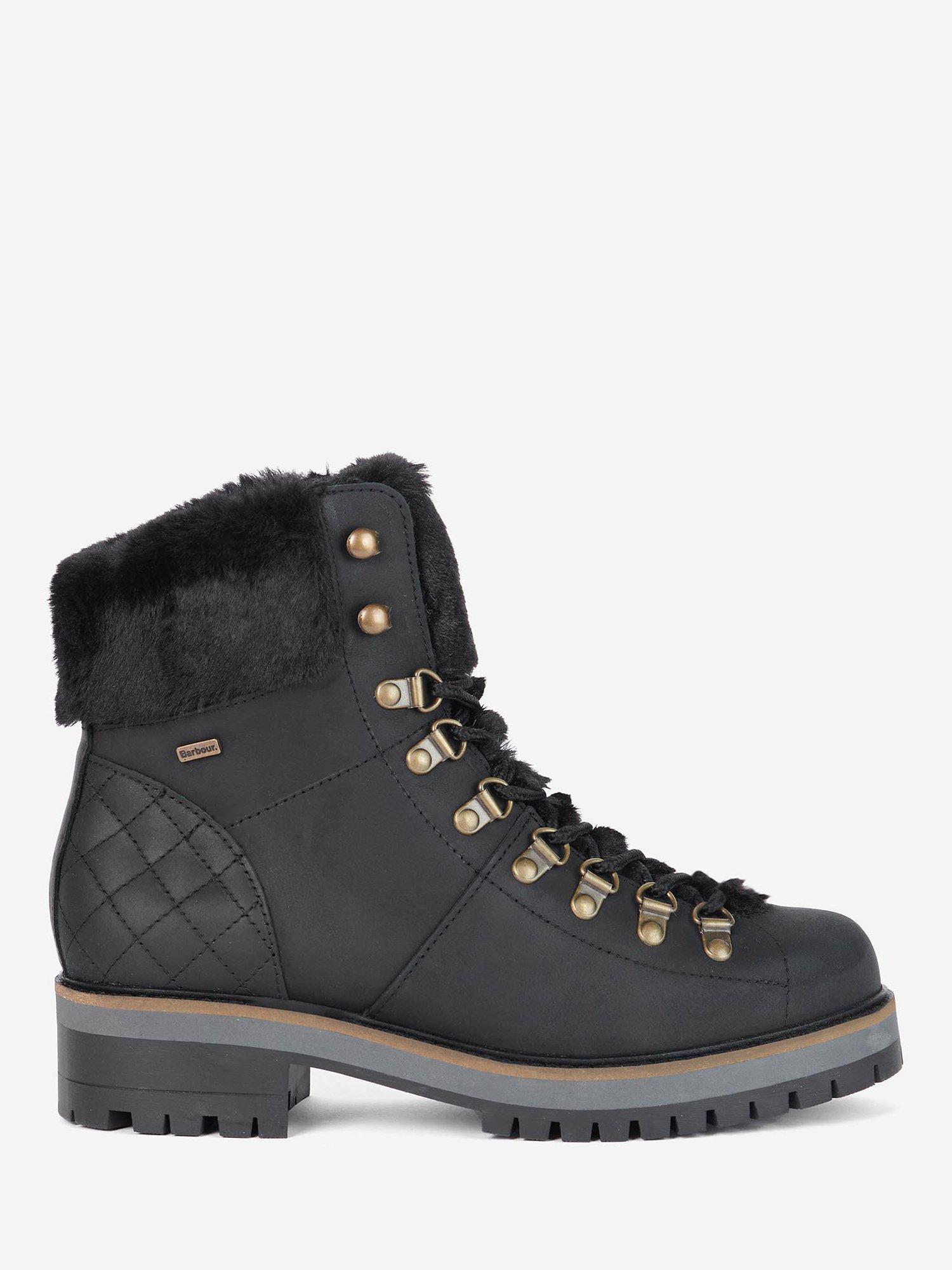 Barbour Holly Leather Biker Boots, Black