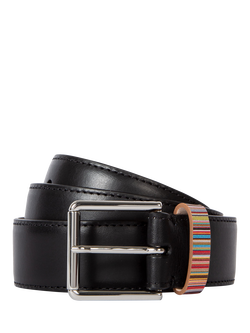 Paul Smith Multicoloured Stripe Leather Belt, Blk