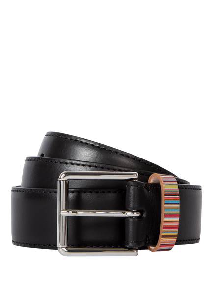 Paul Smith Multicoloured Stripe Leather Belt, Blk
