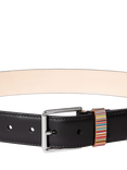Paul Smith Multicoloured Stripe Leather Belt, Blk