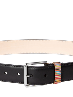 Paul Smith Multicoloured Stripe Leather Belt - view 2, Blk