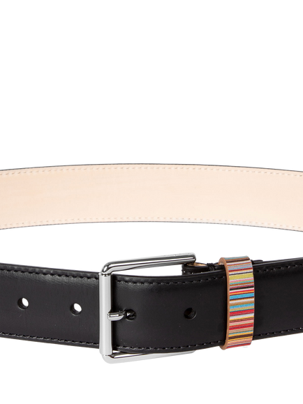 Paul Smith Multicoloured Stripe Leather Belt - view 2, Blk