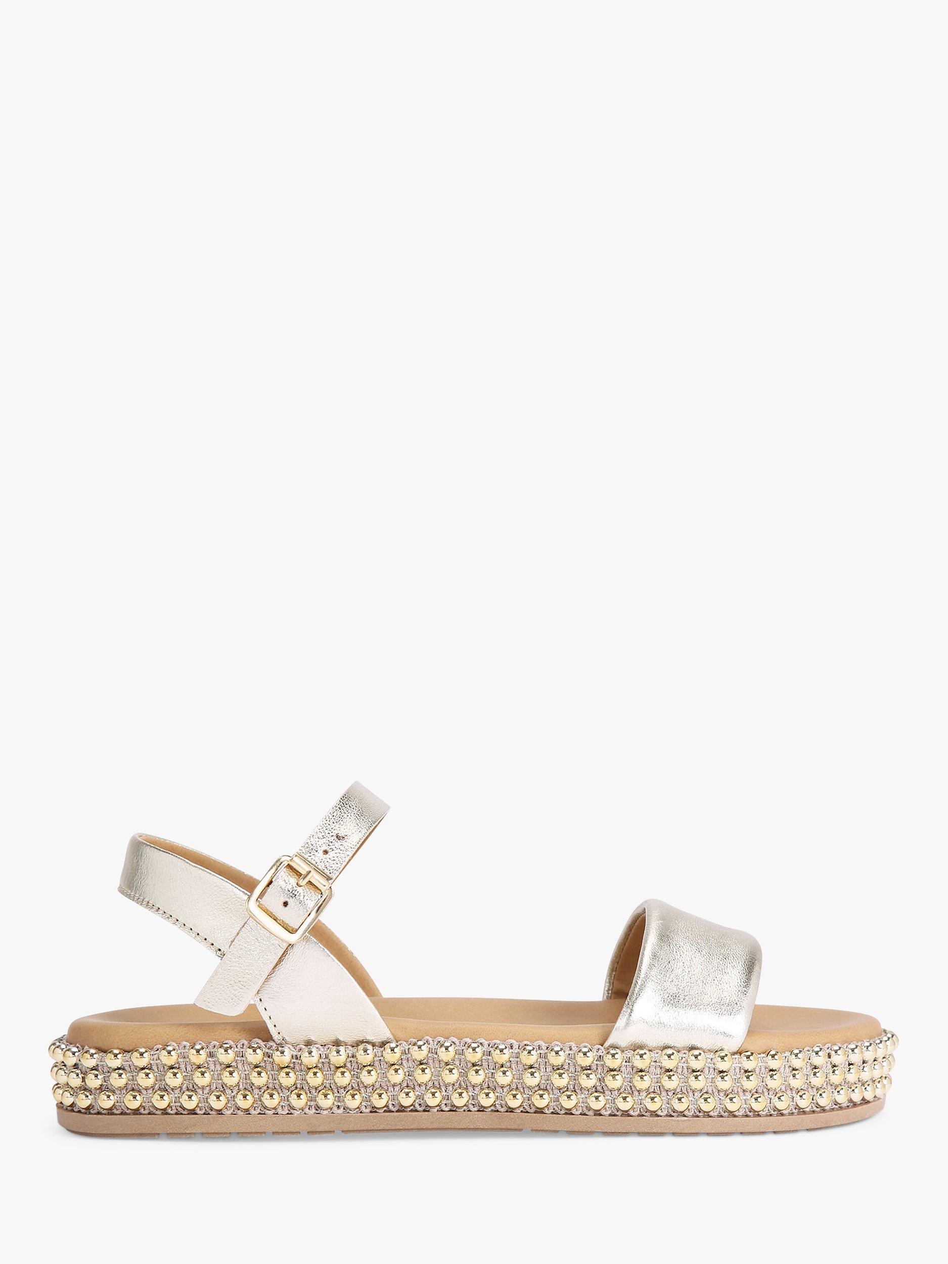Carvela Capri Leather Embellished Sandals, Gold