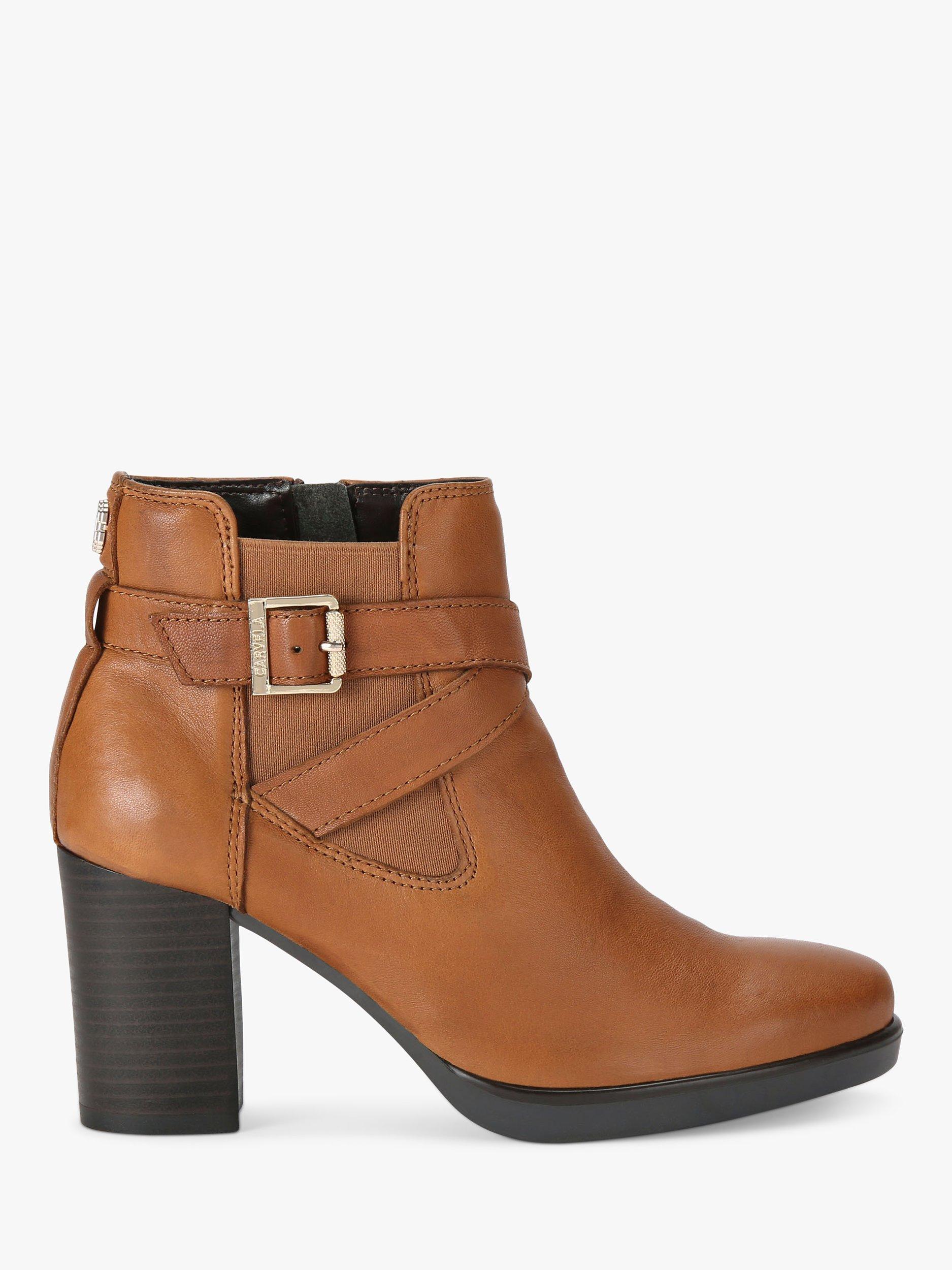 Carvela Silver 2 Leather Ankle Boots Brown Tan