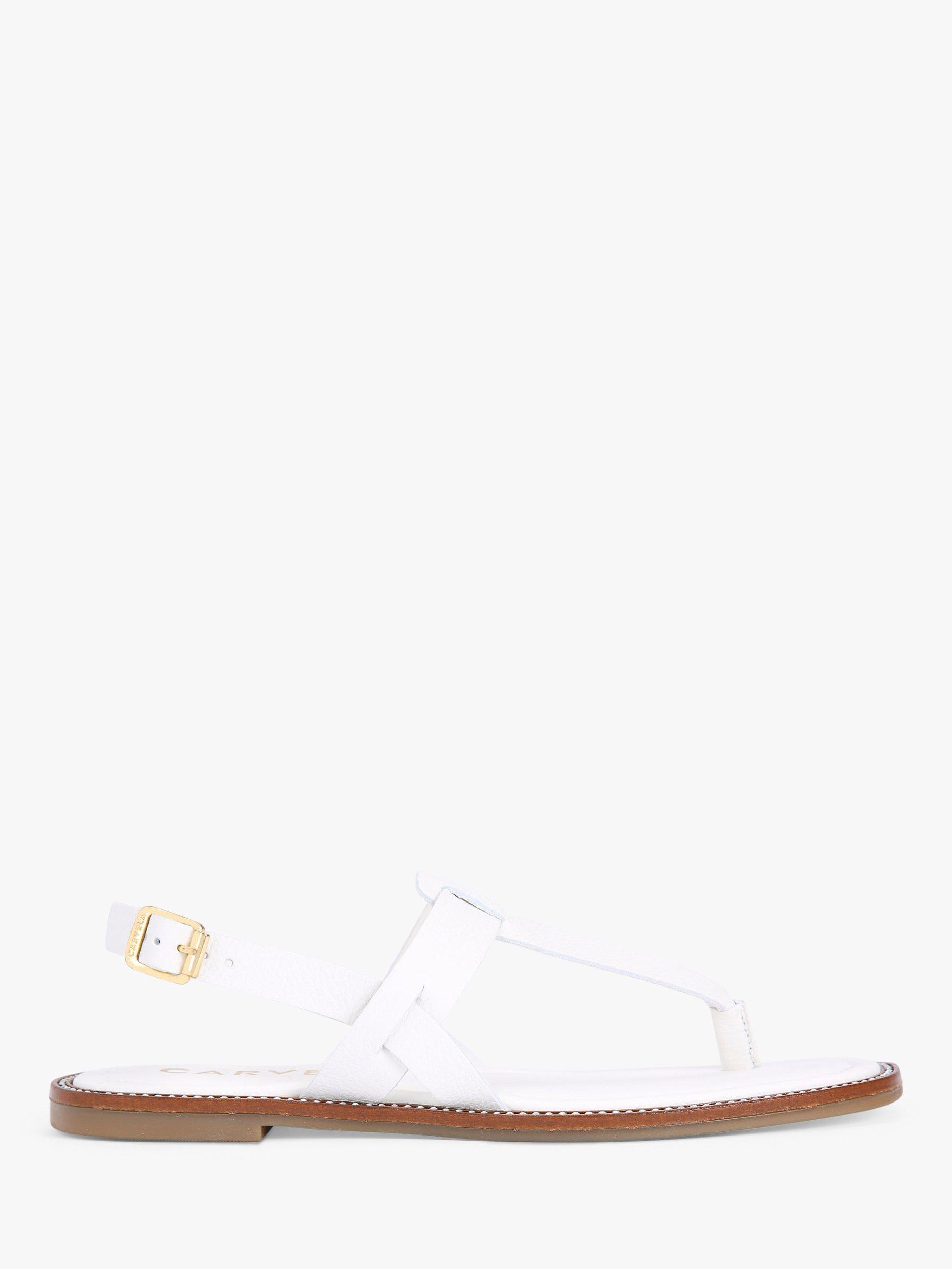 Carvela Horizon Leather T-Bar Sandals, White
