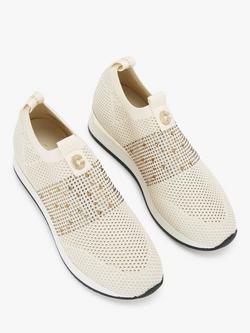 Carvela Janeiro 2 Knitted Embellished Slip On Trainers - view 2, Putty