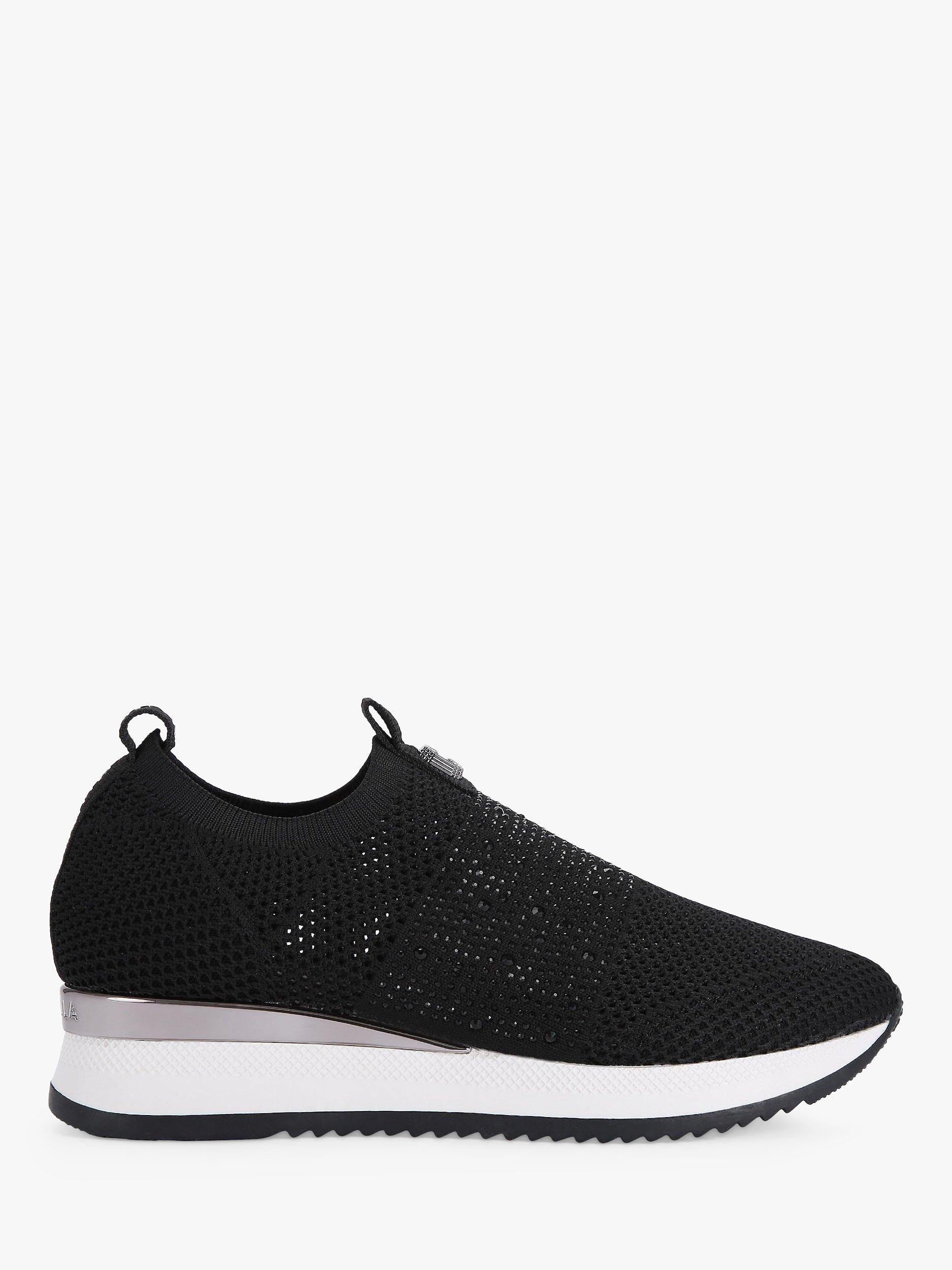 Carvela Janeiro 2 Knitted Embellished Slip On Trainers Black White