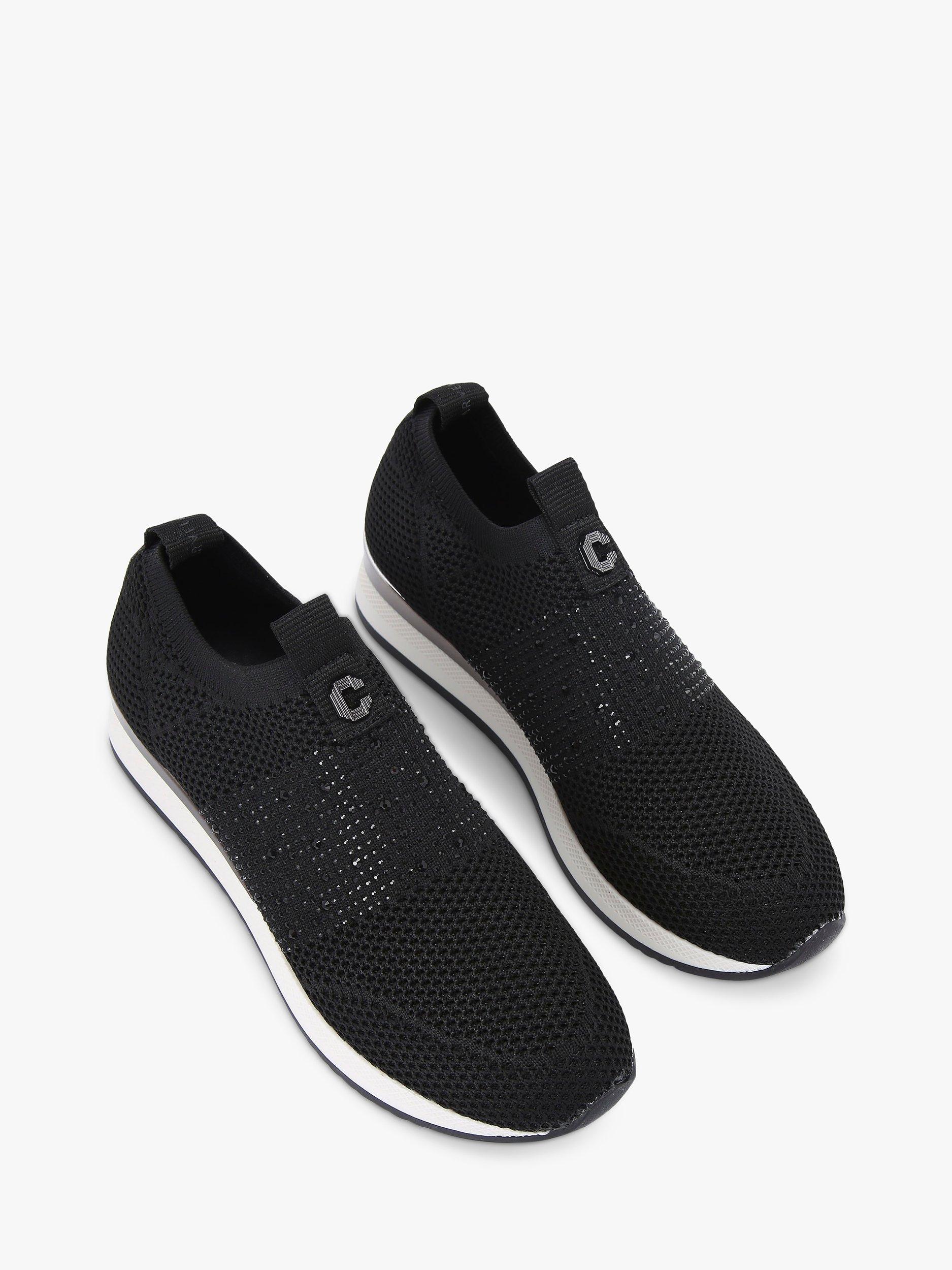 Product image 2 of 5, which shows Carvela Janeiro 2 Knitted Embellished Slip On Trainers, Black/White, 3