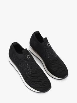 Carvela Janeiro 2 Knitted Embellished Slip On Trainers - view 2, Black/White