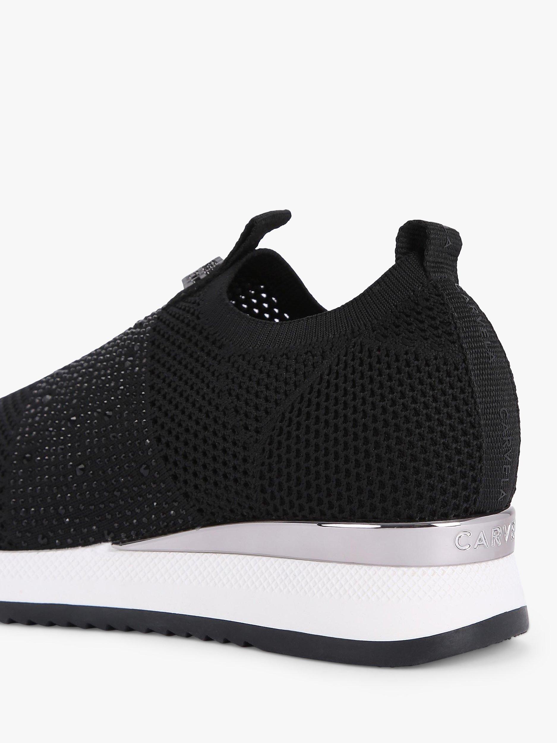 Product image 5 of 5, which shows Carvela Janeiro 2 Knitted Embellished Slip On Trainers, Black/White, 3