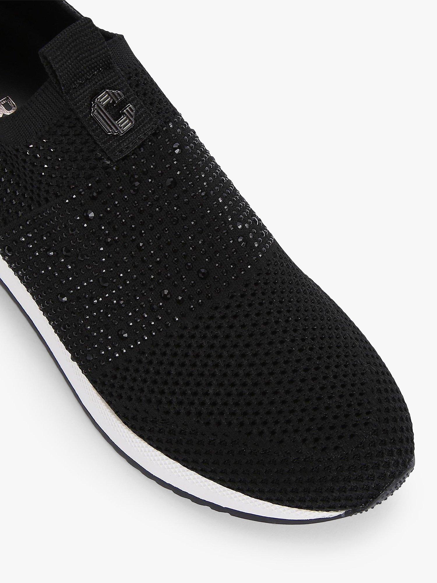 Product image 3 of 5, which shows Carvela Janeiro 2 Knitted Embellished Slip On Trainers, Black/White, 3