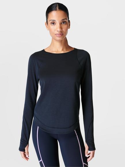 Sweaty Betty Breathe Easy Long Sleeve Top, Navy Blue