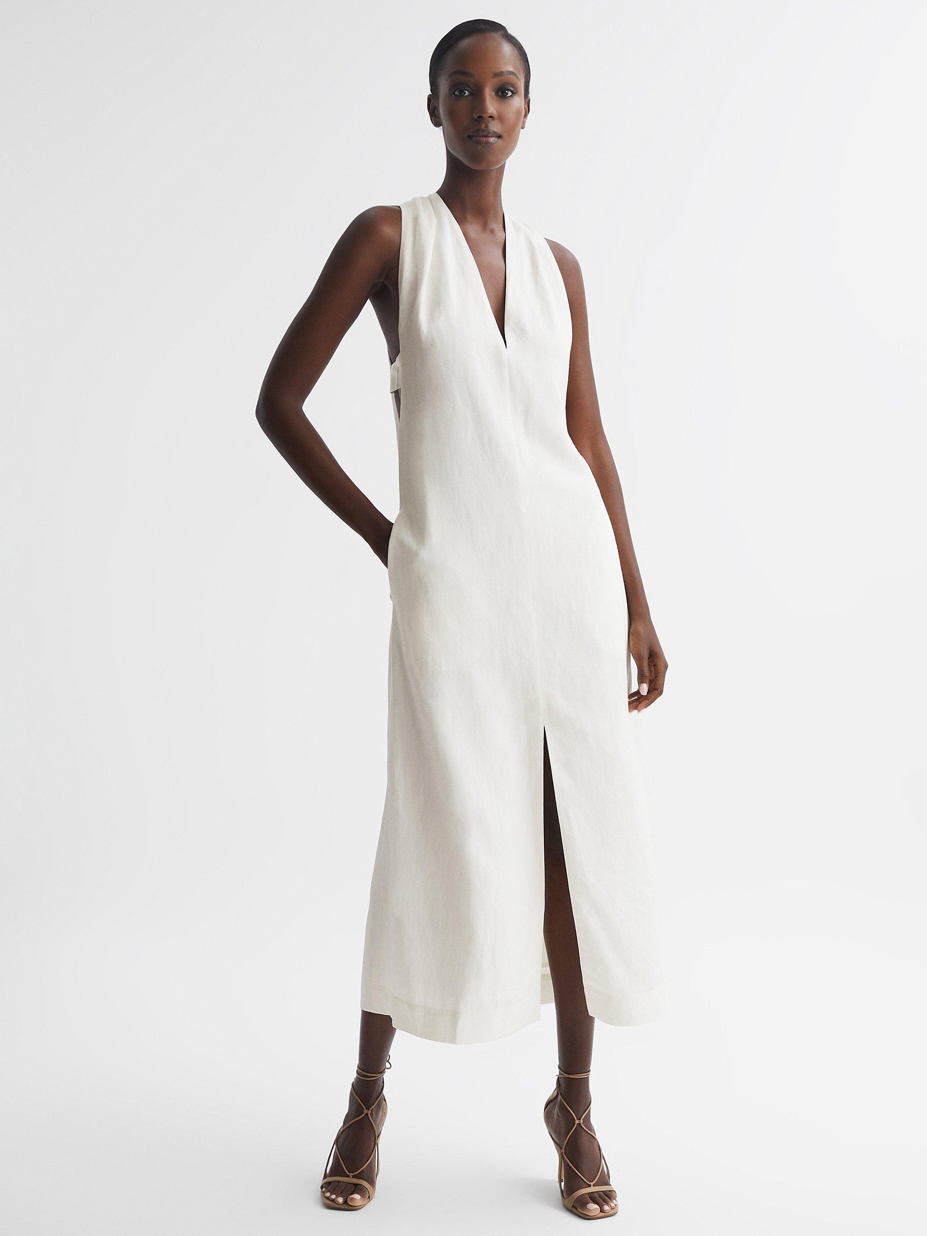Reiss Alda Plunge Slit Midi Dress
