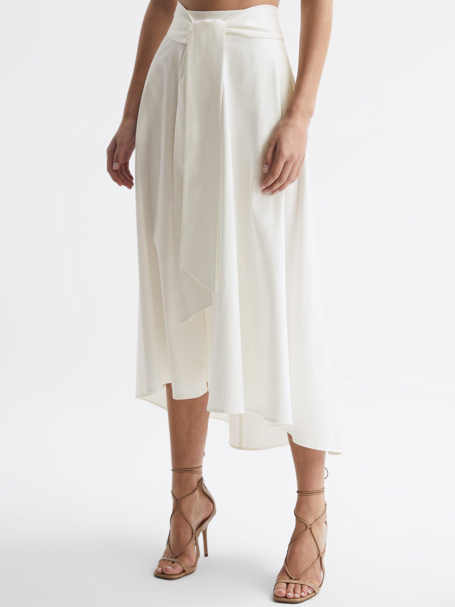 Reiss Rebecca Midi Flared Skirt, White